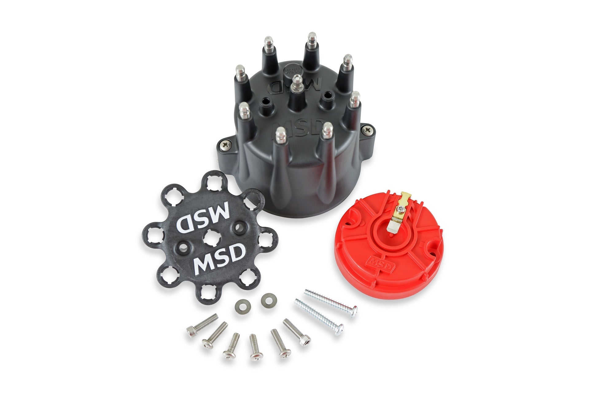 Black Chevy V8 HEI Distributor Cap and Rotor - Photo - Primary Front
