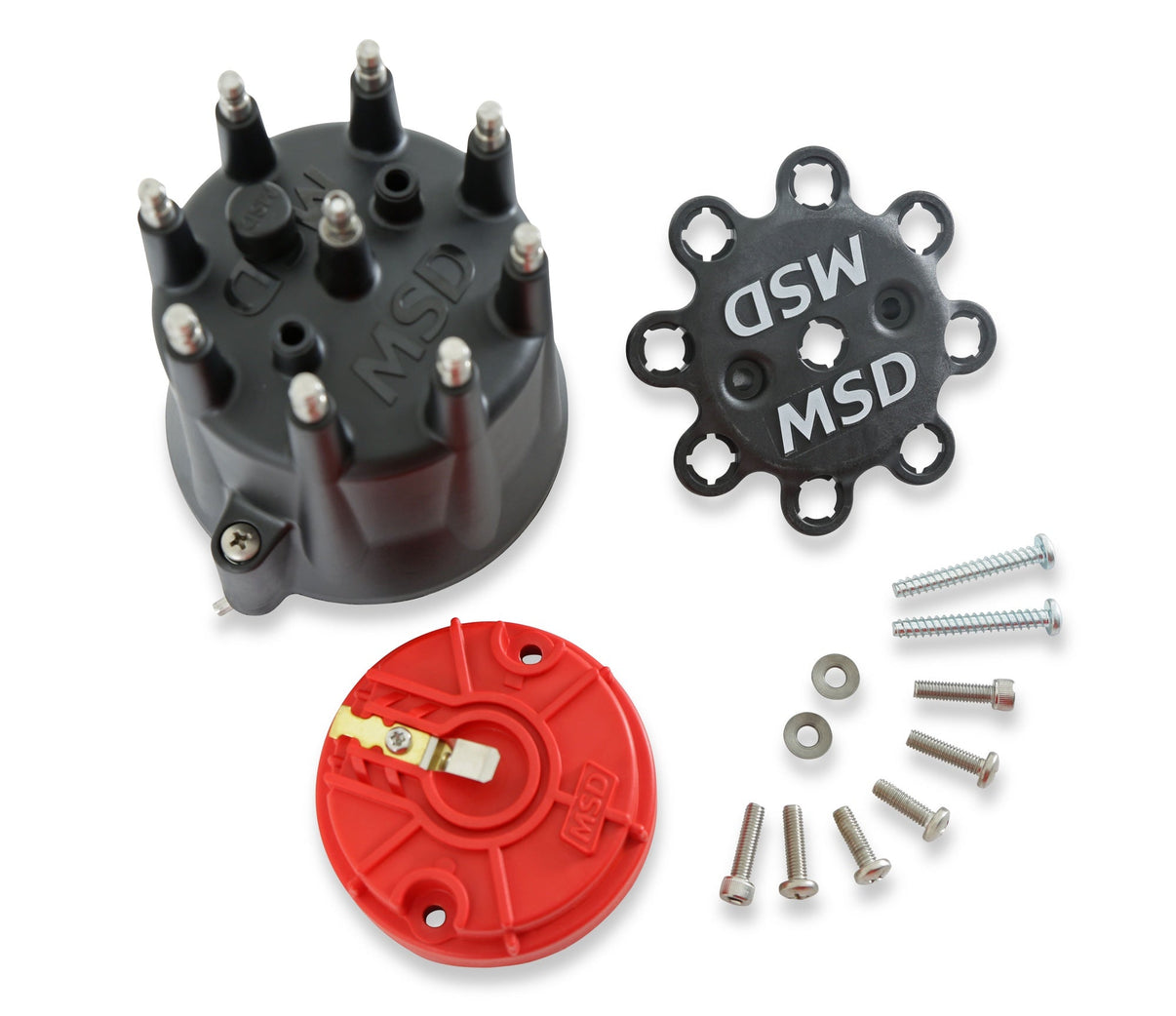 Black Chevy V8 HEI Distributor Cap and Rotor - Photo - Close Up Back