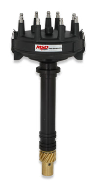 Dist., CrankTrigger, ChevyV8 L.P., Black - MSD Black Chevy Low-Profile Crank Trigger Distributor