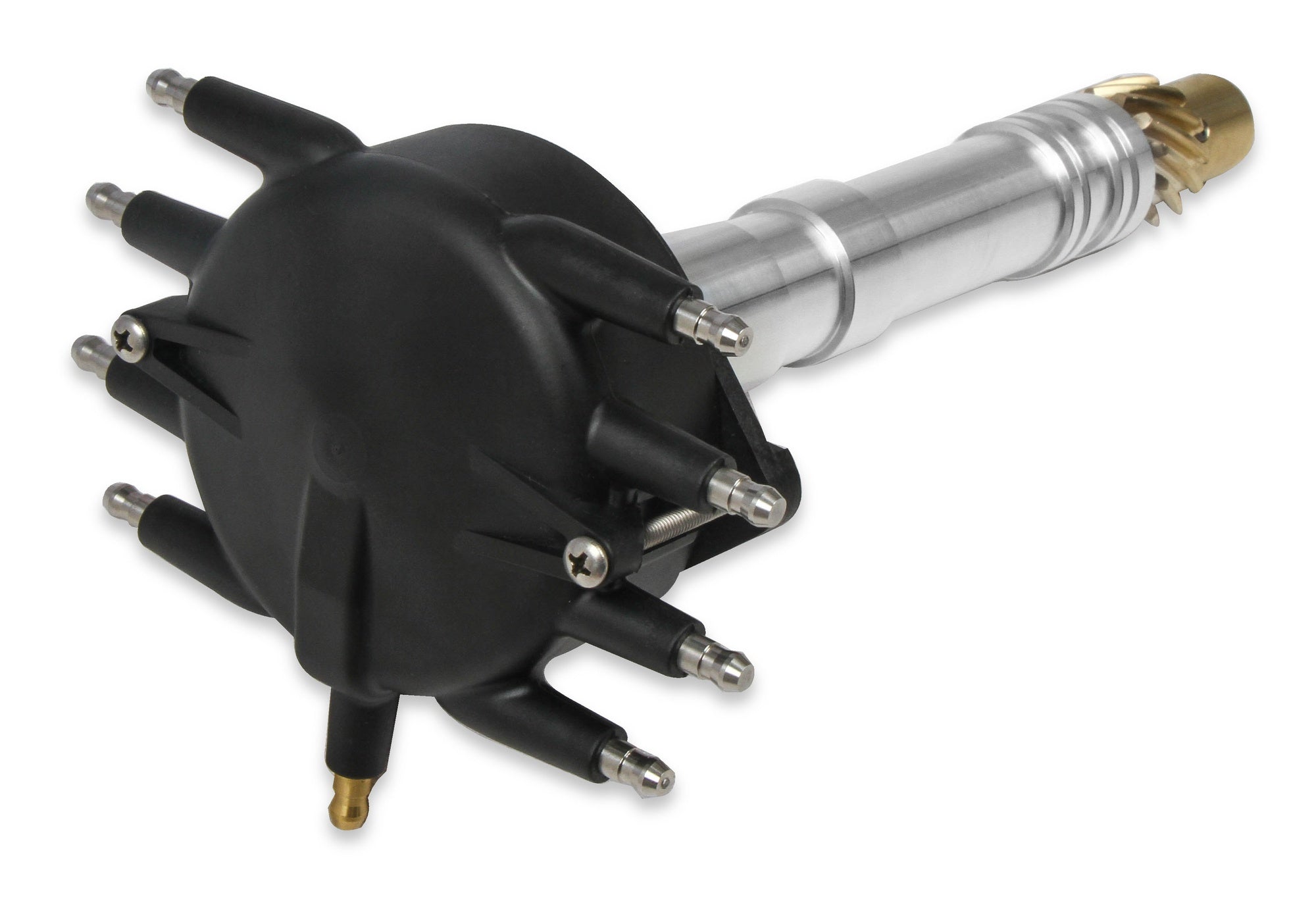 Chevy Crank Trigger Distributor with Black Crab Cap - Photo - out of package Left
