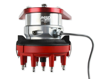 FrontDrive Dist W/ ADJ. Hall Sensor, SBC - MSD Front Drive Distributor with Adjustable Cam Sync