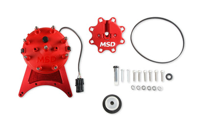 FrontDrive Dist W/ ADJ. Hall Sensor, BBC - MSD Front Drive Distributor with Adjustable Cam Sync