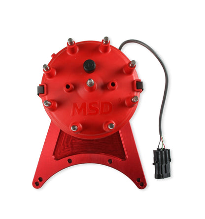 FrontDrive Dist W/ ADJ. Hall Sensor, BBC - MSD Front Drive Distributor with Adjustable Cam Sync