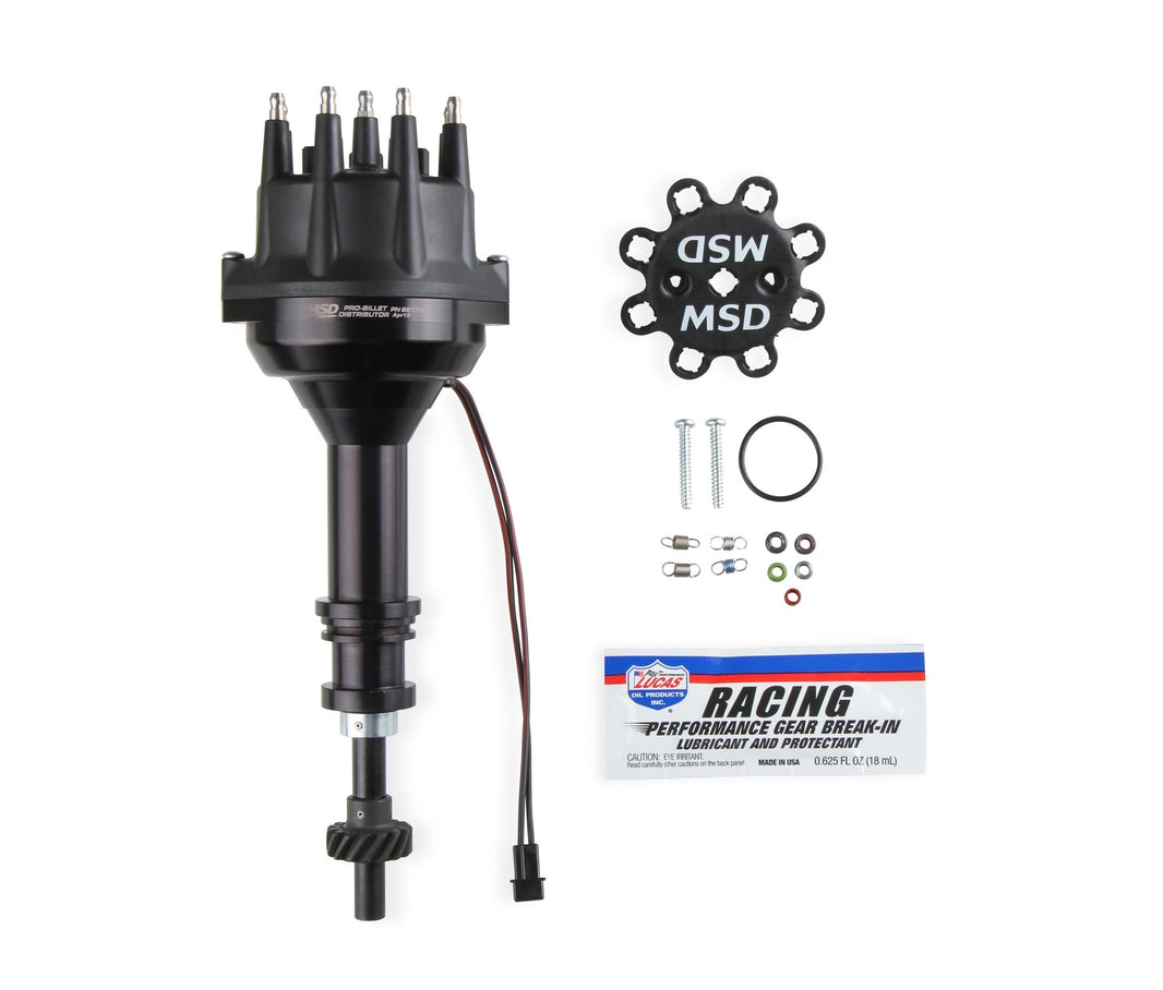 Distributeur MSD noir pour Ford 351C-460, Pro Billet, petit capuchon, engrenage en acier