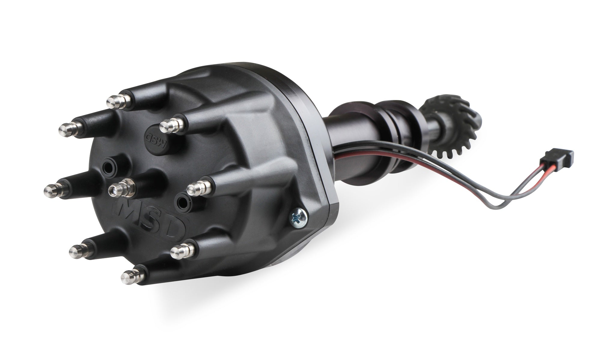 MSD Black Distributor Ford 351C-460, Pro Billet, Small Cap, Steel Gear - Photo - out of package Angle