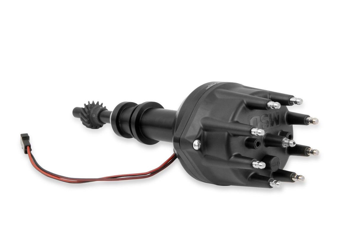 Black Distributor, Ford 351W, Pro-Billet w/Steel Gear - Photo - out of package Back
