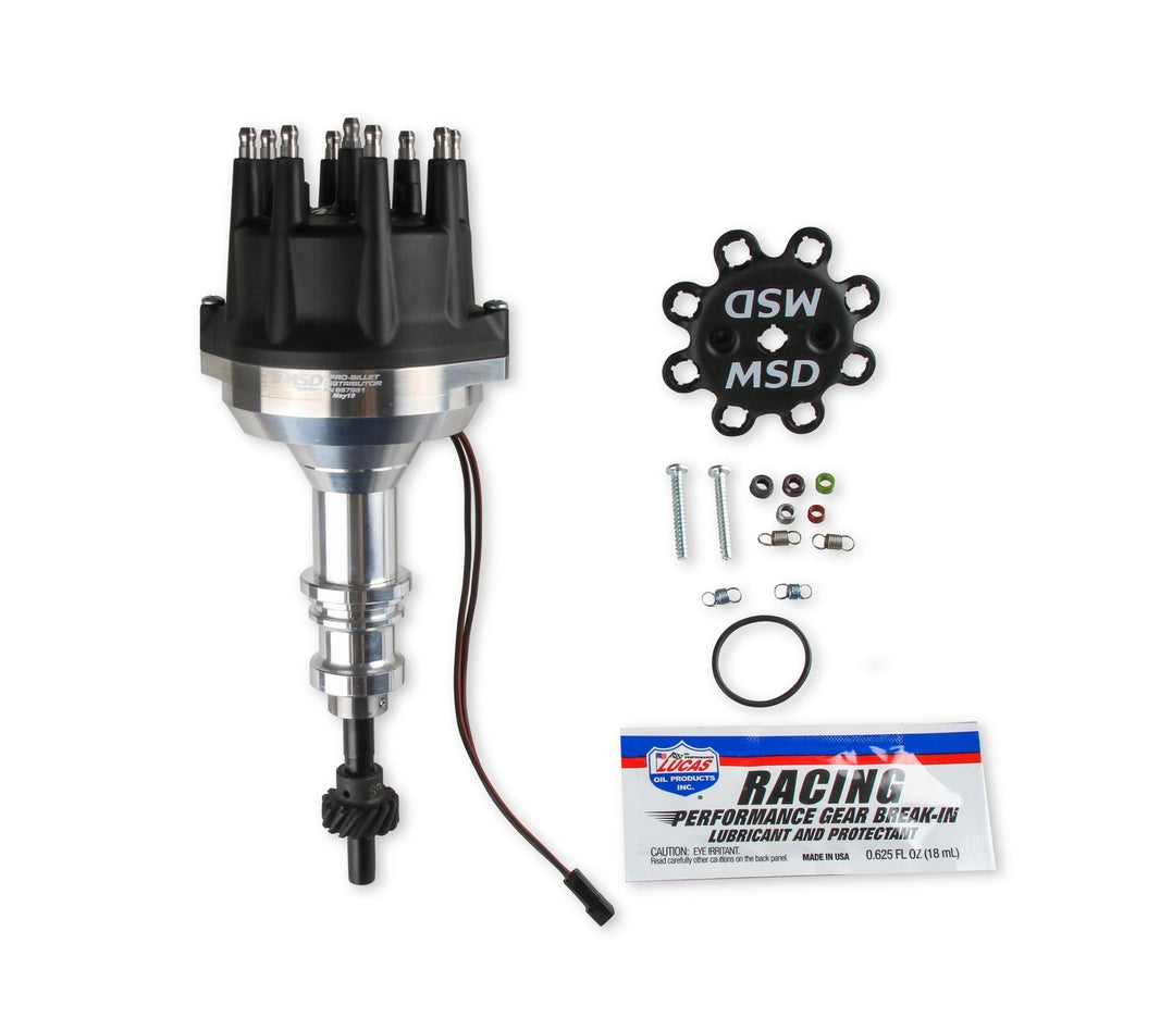 MSD Distributor Ford 289-302, Pro Billet, Small Black Cap, Steel Gear - Photo - Primary Front