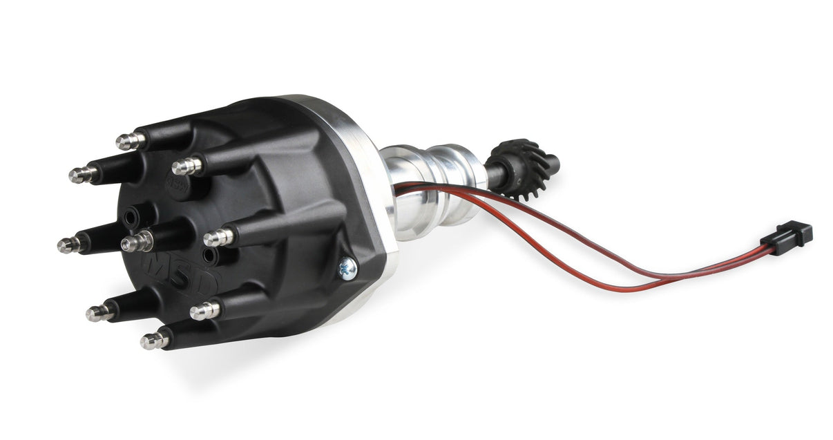 MSD Distributor Ford 289-302, Pro Billet, Small Black Cap, Steel Gear - Photo - out of package Bottom