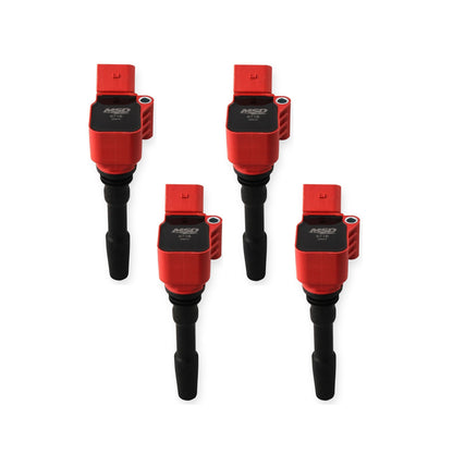 Bobine d'allumage MSD Blaster Series pour moteurs VW/Audi 1.8L/2.0L (2013-2018), lot de 4, rouge.