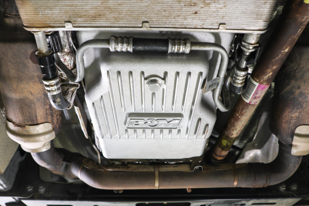 B&M Hi-Tek Heavy-Duty Deep Transmission Pan -  Ford 10R80 - Aluminum - Natural - Photo - Primary Angle