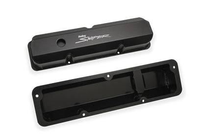 SNIPER FAB ALUMINIUM V/C SORT FORD FE - Sniper Ventildæksel - Fremstillet Aluminium - Ford FE - Høj - Sort Finish