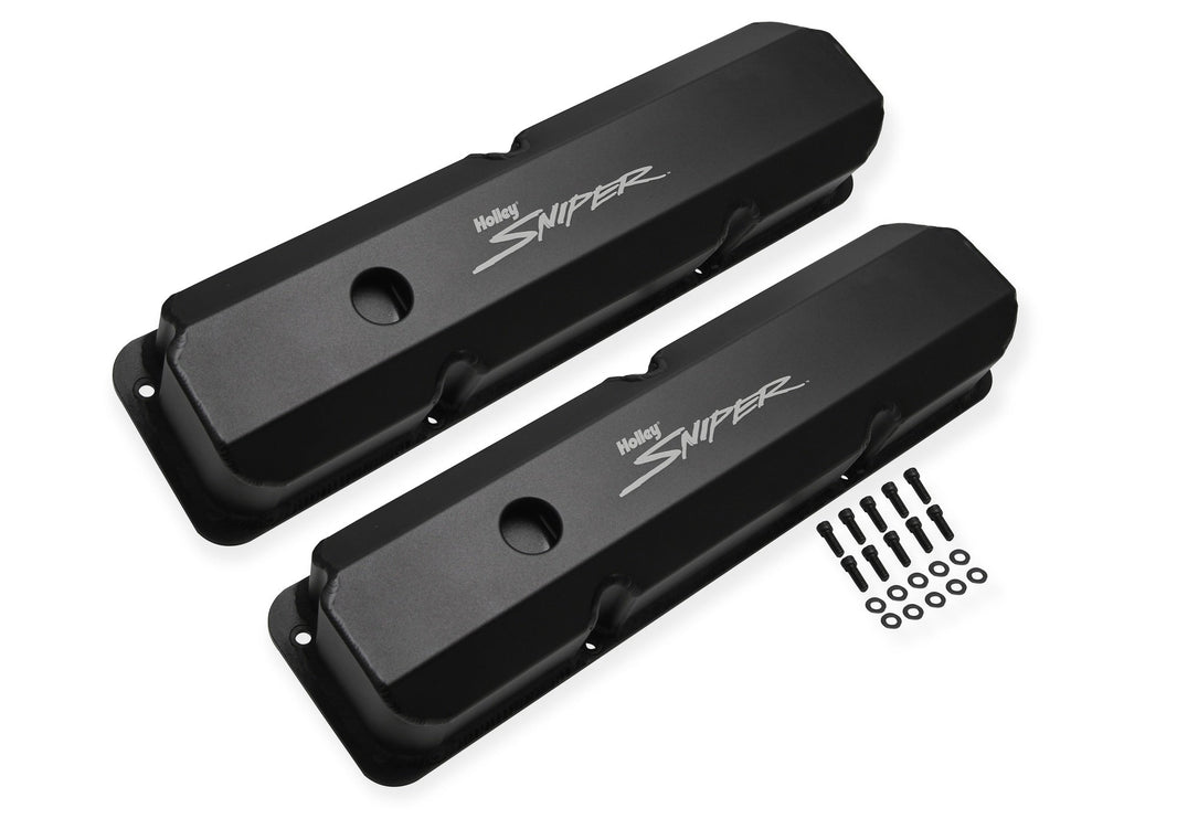 SNIPER FAB ALUMINIUM V/C SORT FORD FE - Sniper Ventildæksel - Fremstillet Aluminium - Ford FE - Høj - Sort Finish