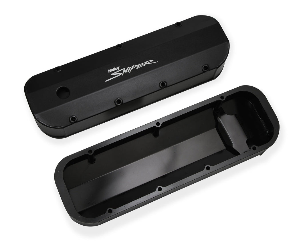 SNIPER FAB ALUM V/C BLK BBC 396-454,THCK - Sniper Valve Cover - Fabricated Aluminum - BBC - Black