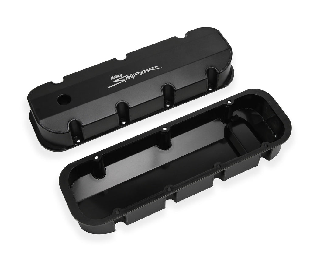SNIPER BBC FAB ALUM VALVE CVR, BLK - Sniper Valve Cover - Fabricated Aluminum - BBC - Tall - Black