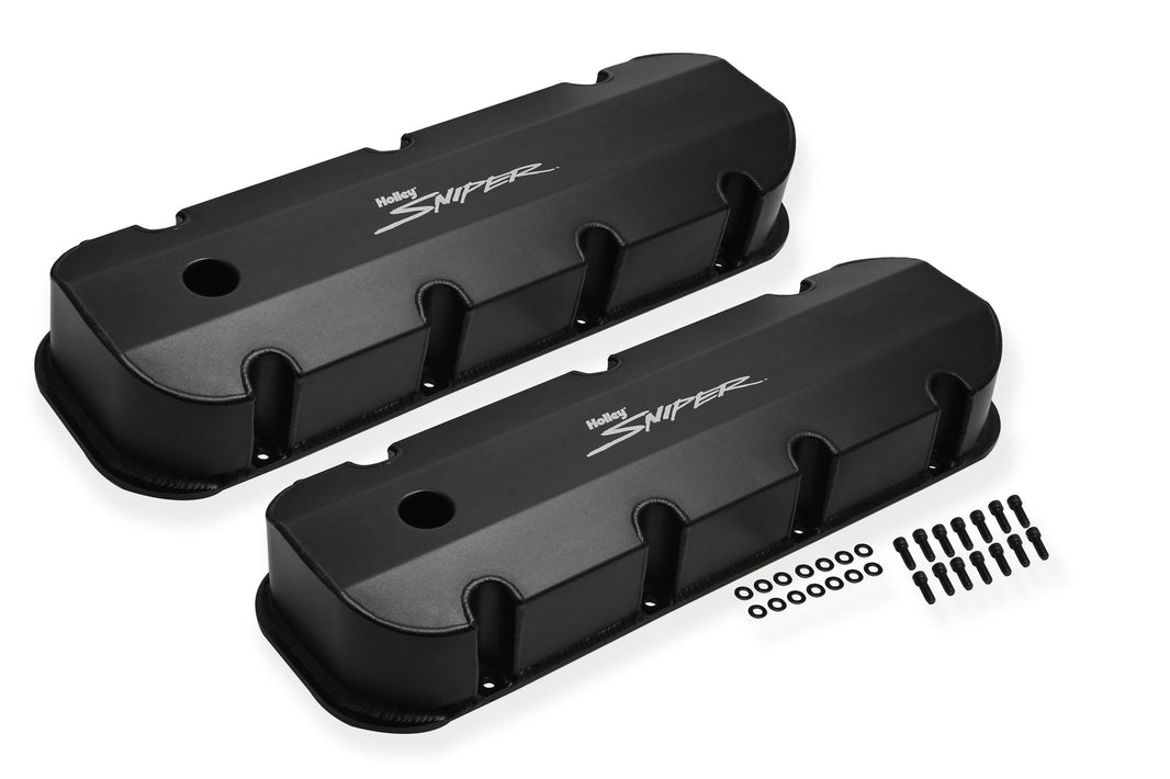 SNIPER BBC FAB ALUM VALVE CVR, BLK - Sniper Valve Cover - Fabricated Aluminum - BBC - Tall - Black