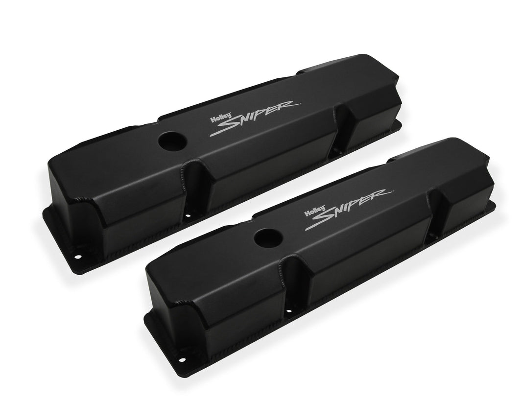 SNIPER ALUM V/C BLK BBM 383-440,S BOLT - Sniper Valve Cover - Fabricated Aluminum - Chrysler BB - Short Bolt - Black