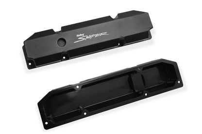 SNIPER ALUM V/C BLK BBM 383-440,S BOLT - Sniper Valve Cover - Fabricated Aluminum - Chrysler BB - Short Bolt - Black