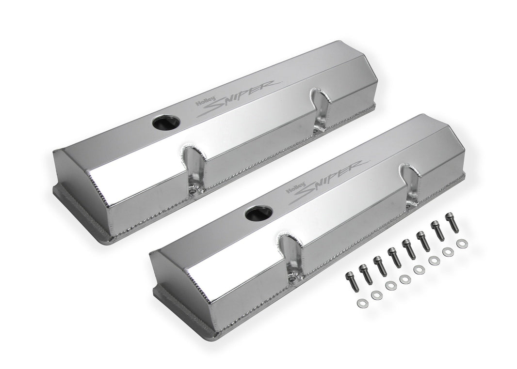SNIPER FAB ALUMINIUM V/C SLV, FLAD TOP, SBC - Sniper Ventildæksel - Fremstillet Aluminium - SBC - Perimbolt - Flad - Anodiseret