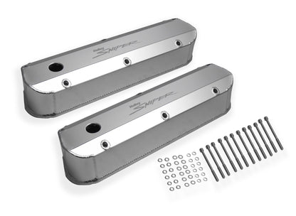 SNIPER FAB ALUMINIUM V/C SLV SBF, TYKK SKINNE - Sniper Ventildæksel - Fremstillet Aluminium - Ford Small Block - Naturanodiseret
