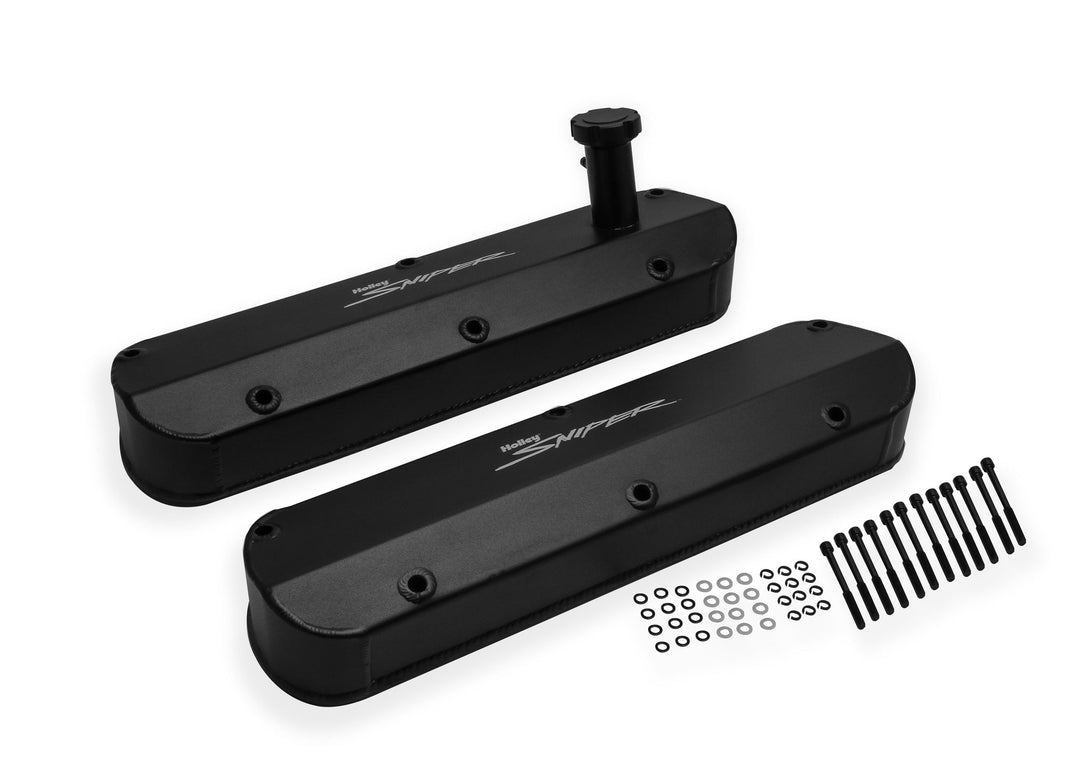 SNIPER FAB ALUM V/C TAPERED BLK SBF - Sniper Valve Cover - Fabricated Aluminum - Ford Small Block - Tall  - Black