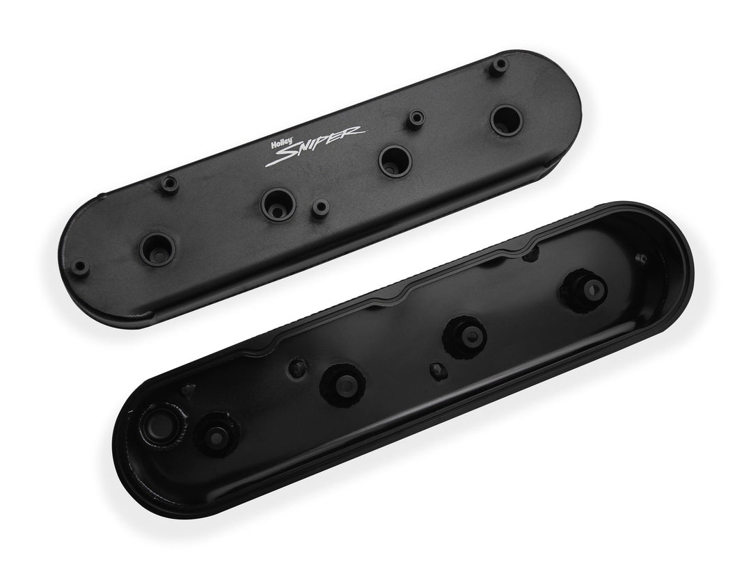 SNIPER FAB V/C LS1 W/ COIL STAND, BLK - Sniper Valve Cover - Fabricated Aluminum - GM LS Engines - Satin Black