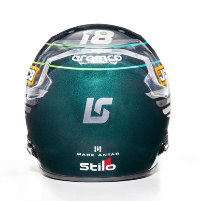 MINI STROLL 2023 SEASON HELMET - ST5 Mini Helmet- Lance Stroll / Aston Martin 2023 Regular Season Livery