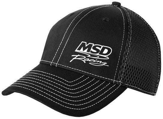Cap, MSD race logo, white stitch, S/M - MSD Flexfit Mesh Hat