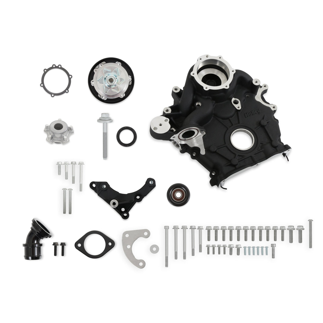 Holley Godzilla High-Mount Accessory Drive - OE Oiling System - Base Kit - Black - Photo - Primary Angle