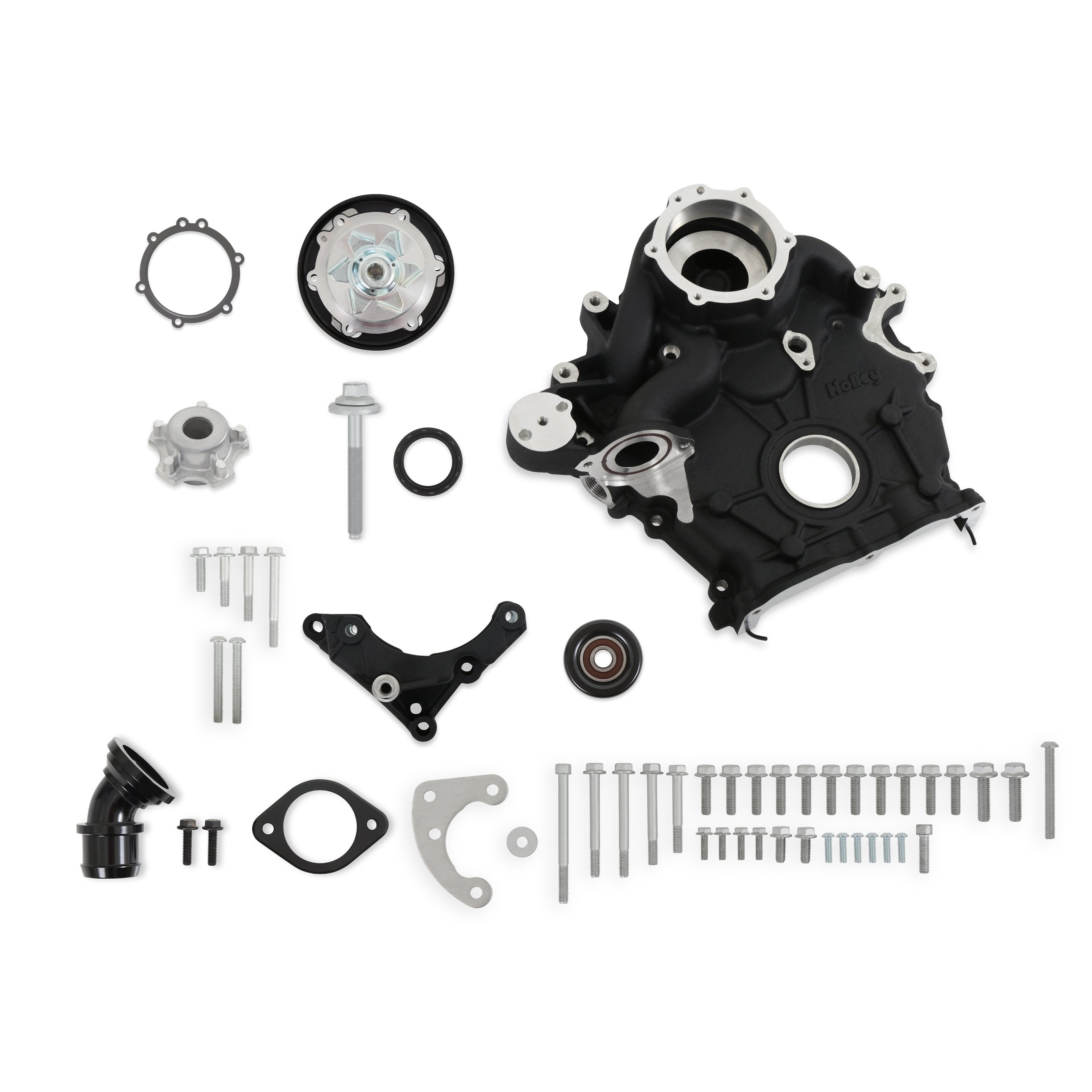 Holley Godzilla High-Mount Accessory Drive - OE Oiling System - Base Kit - Black - Photo - Primary Angle