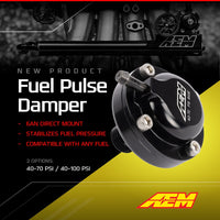 AN6 ORB 40-70 PSI FUEL PULSE DAMPER - AEM 6AN ORB 40-70 PSI FUEL PULSE DAMPER