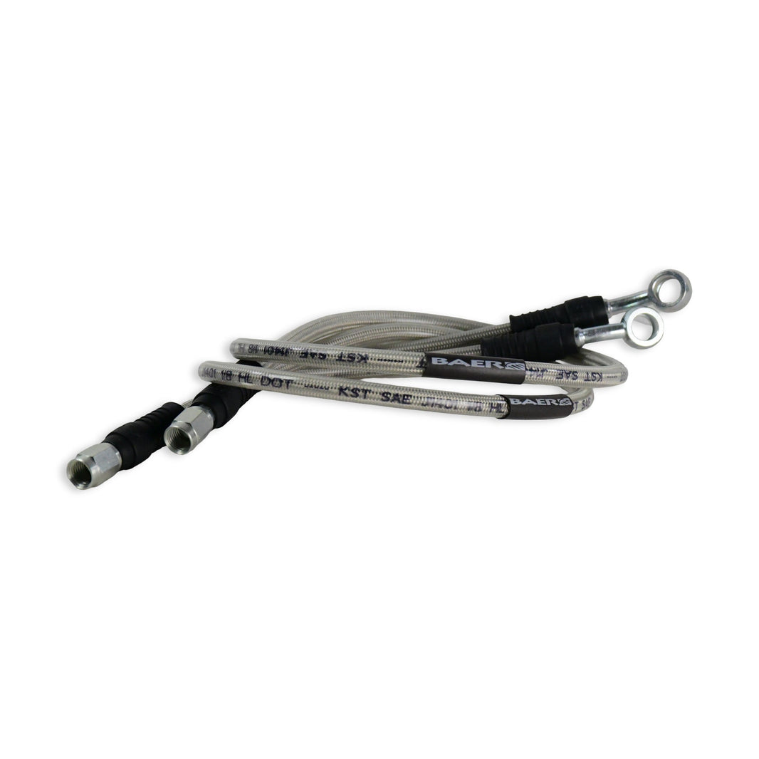 Baer Brakes Hydraulic Hose Set - 21.5" Long Braided Hose Set with 3AN Female Straight x 10mm 20° Banjo Ends
