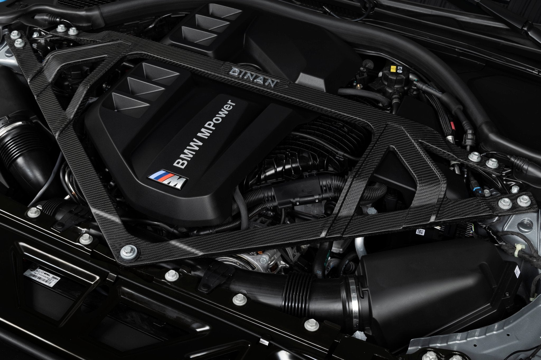 Dinan Matte Carbon Fiber Strut Tower Brace - 2021-2026 BMW M2/M3/M4 - Photo - out of package Right