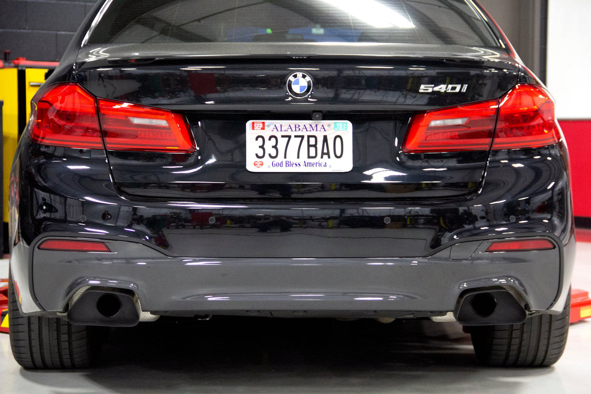 Dinan Free Flow Axle-Back Exhaust - 2017-2023 BMW 540i - Photo - out of package Left