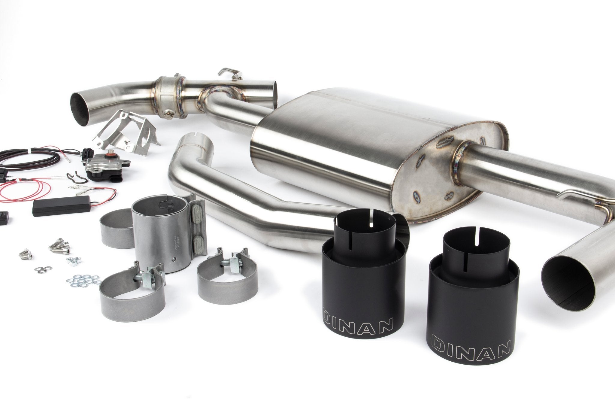 Dinan Valved Axle-Back Exhaust - 2017-2024 MINI Countryman S / Clubman S - Photo - out of package Back
