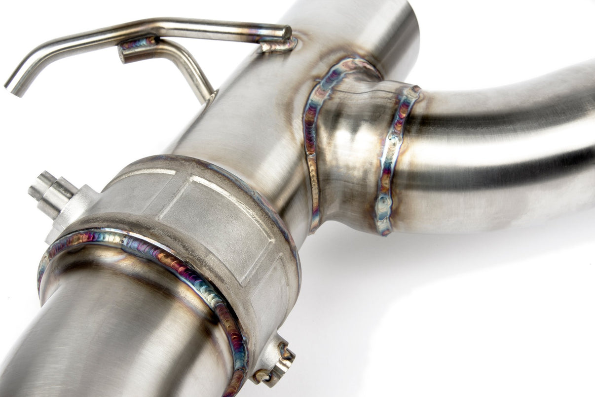 Dinan Valved Axle-Back Exhaust - 2017-2024 MINI Countryman S / Clubman S - Photo - out of package Angle