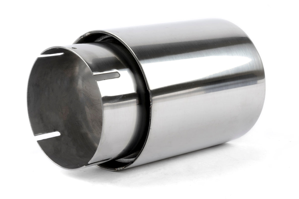 Dinan Double-Walled 4" Clamp-On Exhaust Tip (Polished) - Photo - out of package Left