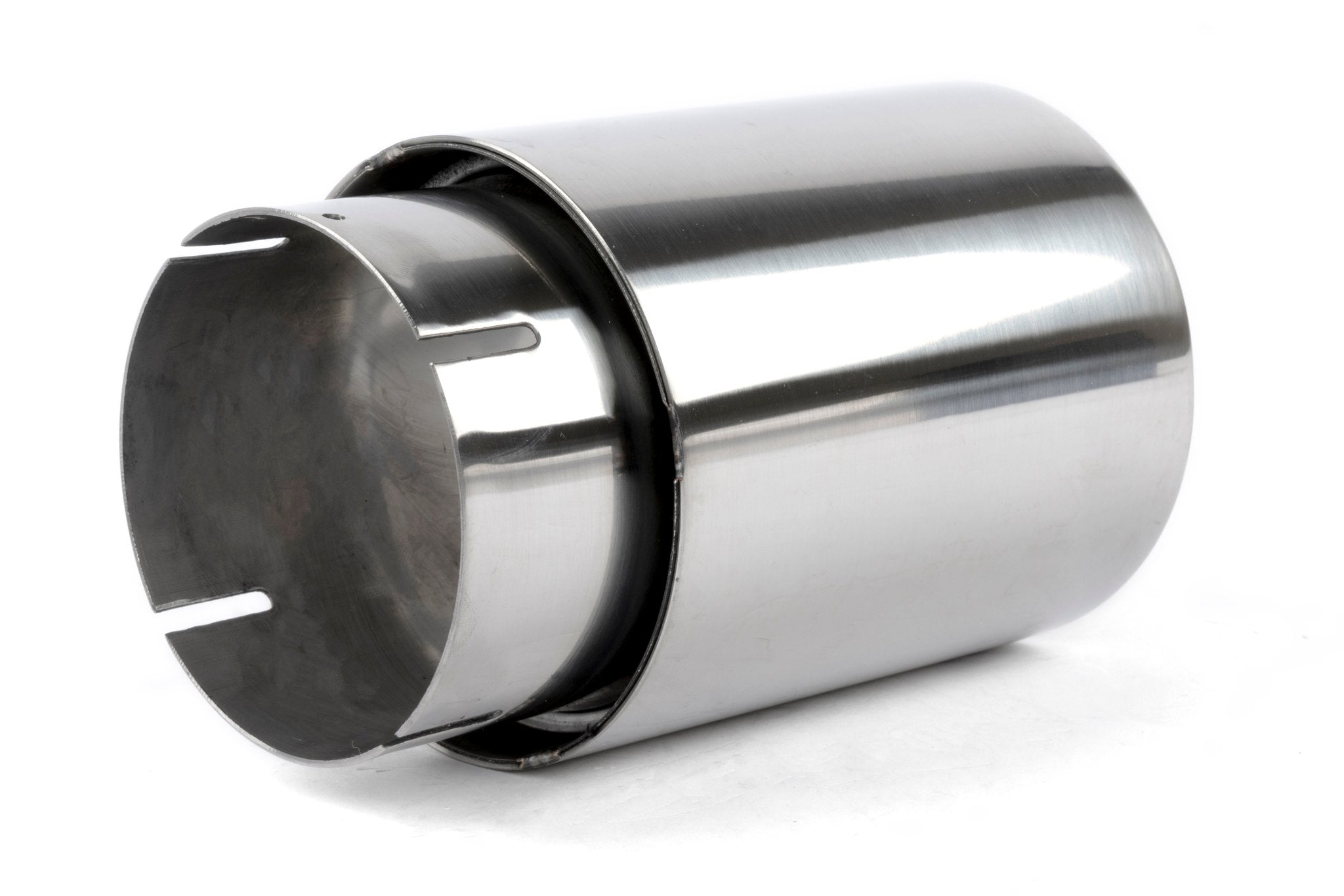 Dinan Double-Walled 4" Clamp-On Exhaust Tip (Polished) - Photo - out of package Left