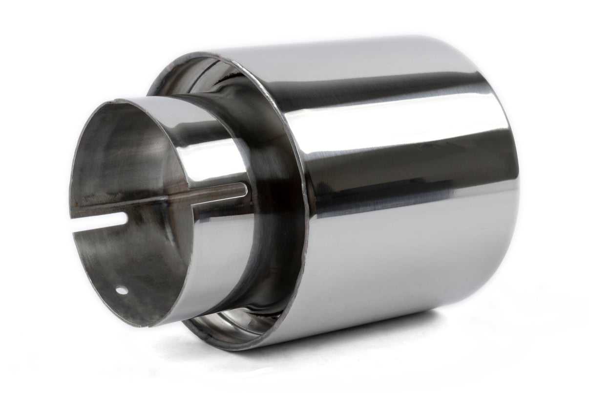 Dinan Double-Walled 4" Clamp-On Exhaust Tip (Polished) - Photo - out of package Top