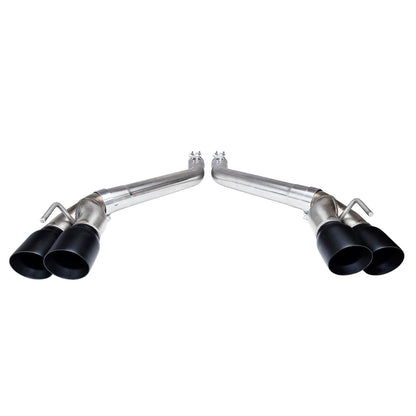 3" Connection-Back Muffler Del. Exhaust - 3" Connection Back Muffler Delete Exhaust System w/ Black Quad Tips
