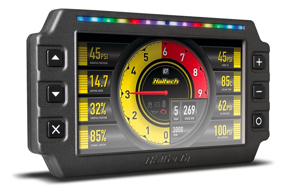 Haltech iC-7 seven inch digital dash display with RGB shift lights