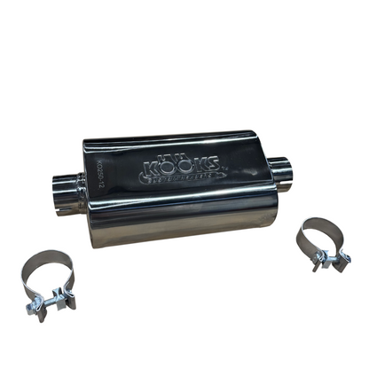 2-1/2" Oval Clamp In Muffler - 2-1/2" Oval  Clamp In Muffler 12" Long Body . Polished Stainless Steel.