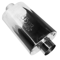 Silencieux central ovale de 3 pouces - Silencieux central ovale de 3 pouces, corps de 12 pouces de long. Acier inoxydable poli.