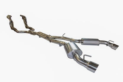 Collecteur d'échappement en acier inoxydable et kit d'échappement complet. - Collecteurs de 2 pouces et kit d'échappement vert avec doubles sorties polies. Camaro SS 2016-2024.