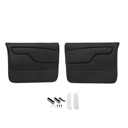 67-72 CHVY CUSTOM SPORT DOOR PANELS-BLK - Brothers Trucks Custom Sport Door Panels - Black/Red Stitching - Pair