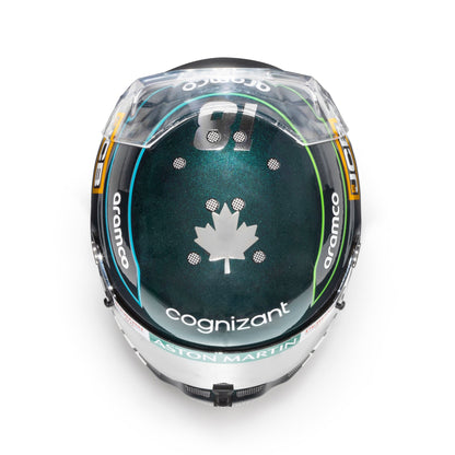 MINI STROLL 2023 SEASON HELMET - ST5 Mini Helmet- Lance Stroll / Aston Martin 2023 Regular Season Livery