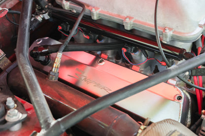SNIPER FAB ALUMINIUM V/C SLV SBF, TYKK SKINNE - Sniper Ventildæksel - Fremstillet Aluminium - Ford Small Block - Naturanodiseret