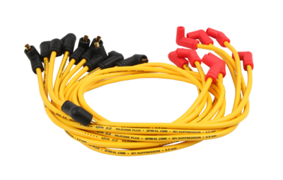 8.8mm Spiral Spark Plug Wire Set, SBC V8, Stock Boots, Yellow