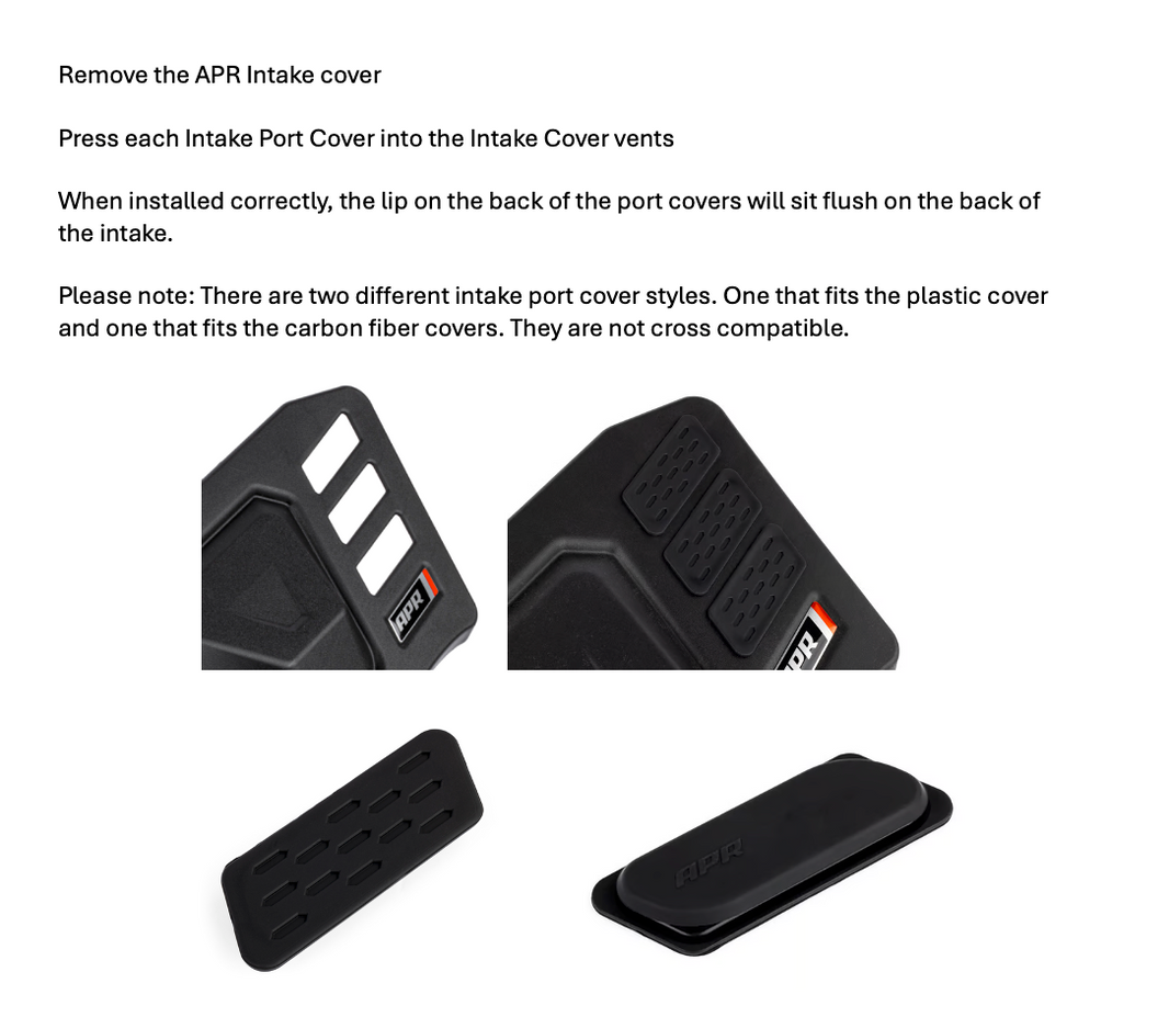 APR INTAKE VENT COVER SET - PLASTIC - BL - APR Intake Port Covers (For PEX Cover)
