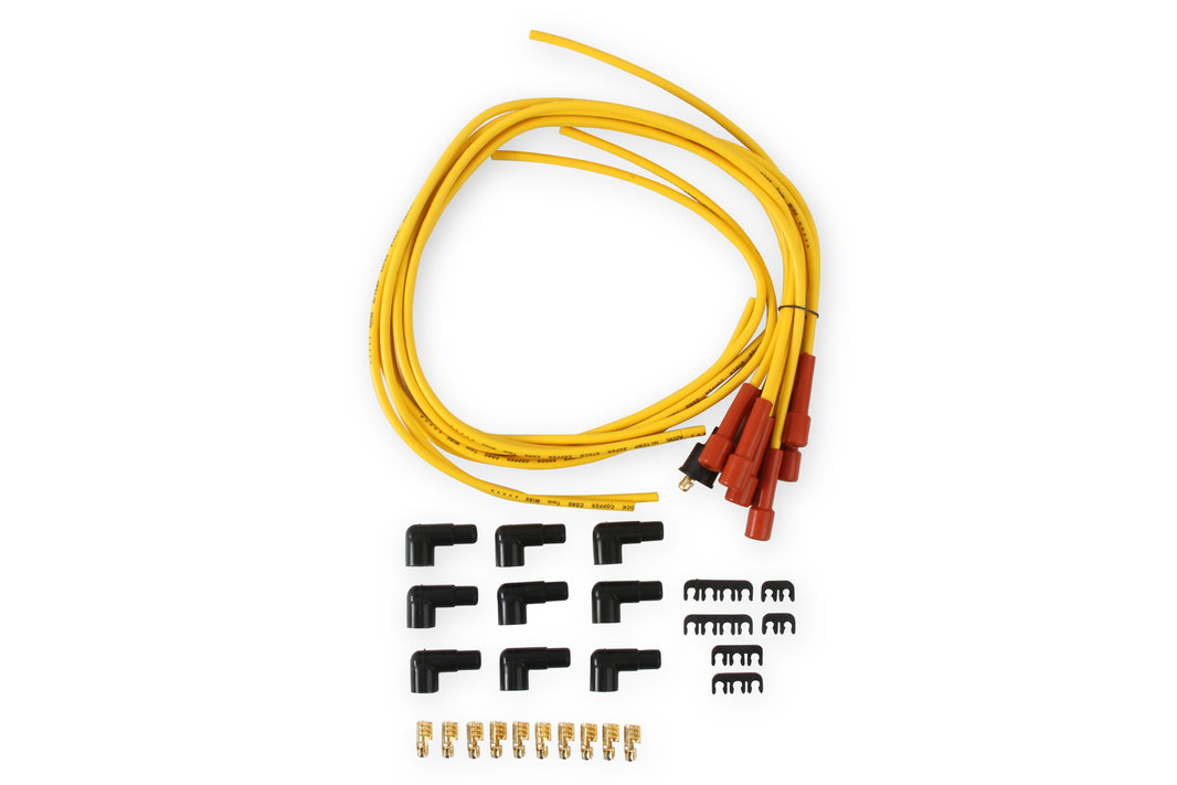 Spark Plug Wire Set- 7mm-Super Stock-Copper Core-Universal Straight Boots-Yellow