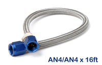 4AN - 16 FT HOSE, BLUE - NOS Stainless Steel Braided Hose -4AN 16-foot Blue